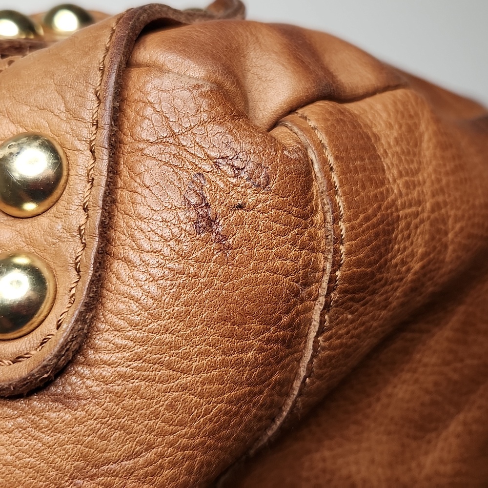 Linea Pelle Large Tan Leather Satchel - Picture 6 of 6